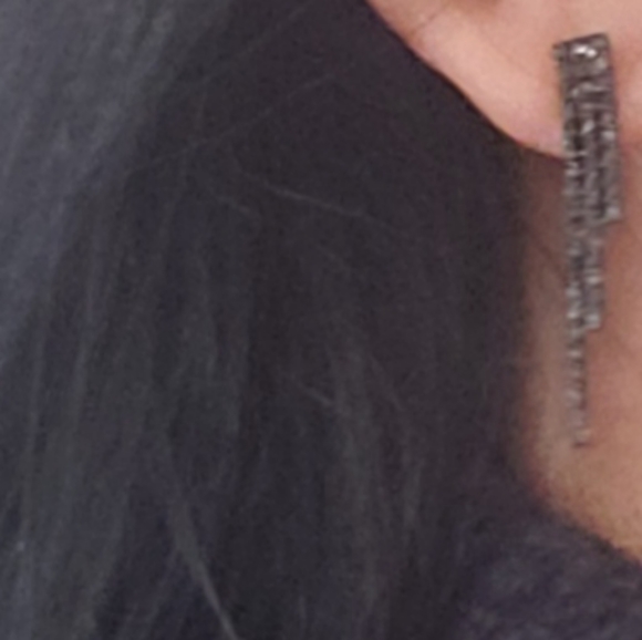 Dramatic 1ct Black Diamond Multi-Row Line Earrings - Picture 8 of 8